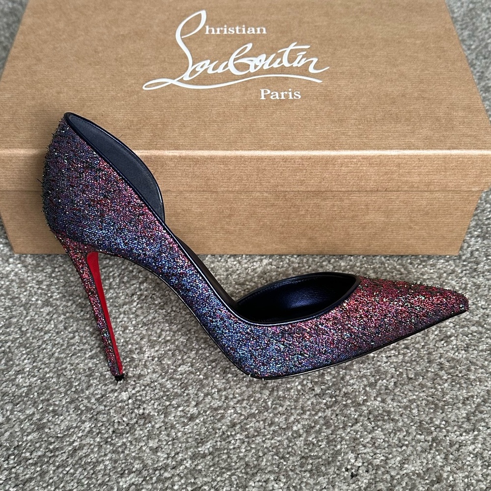 Christian Louboutin Iriza Pumps Size 39 Lurex Multi / Lin by Night *Authentic*